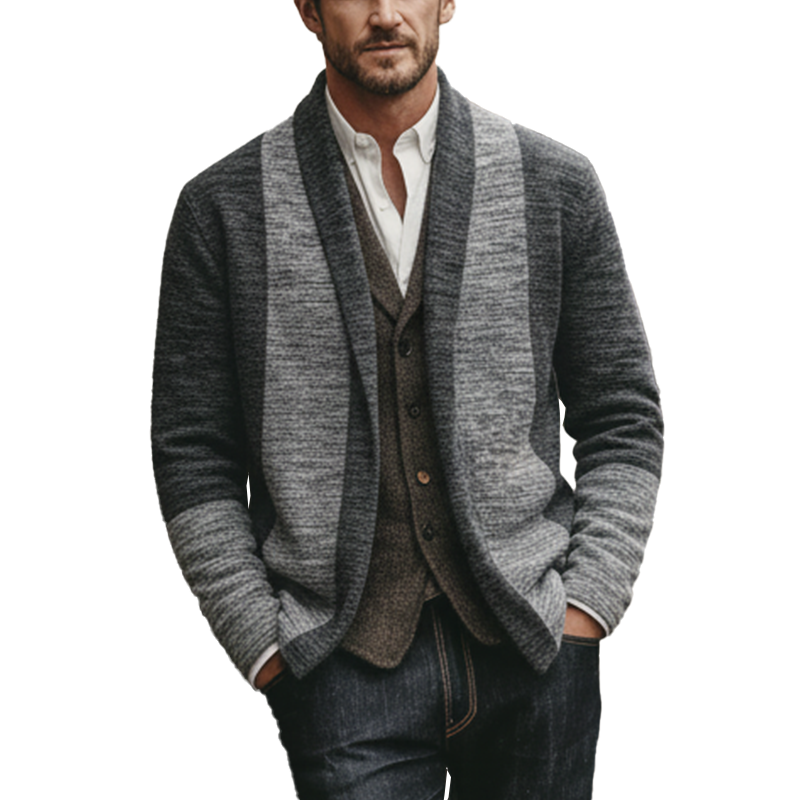 Men's Winter Retro Stitching Faux Cashmere Knit Cardigan MTA1671J6P