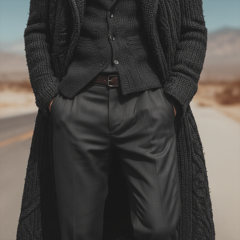 Men's Winter Fashion Hemp Pattern Cotton Knitted Long Cardigan MTA2530I7P