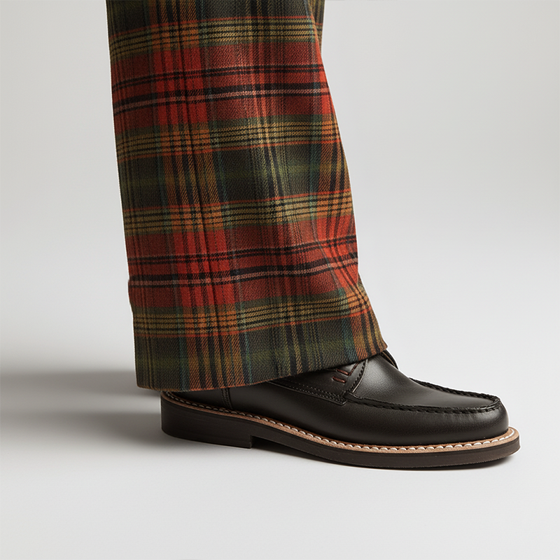 Men's Retro Christmas Style Plaid Print Cotton Blend Trousers MTA0159K6P