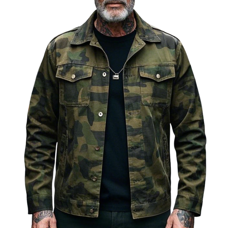 Men's Retro Casual Lapel Camouflage Jacket 88191470F