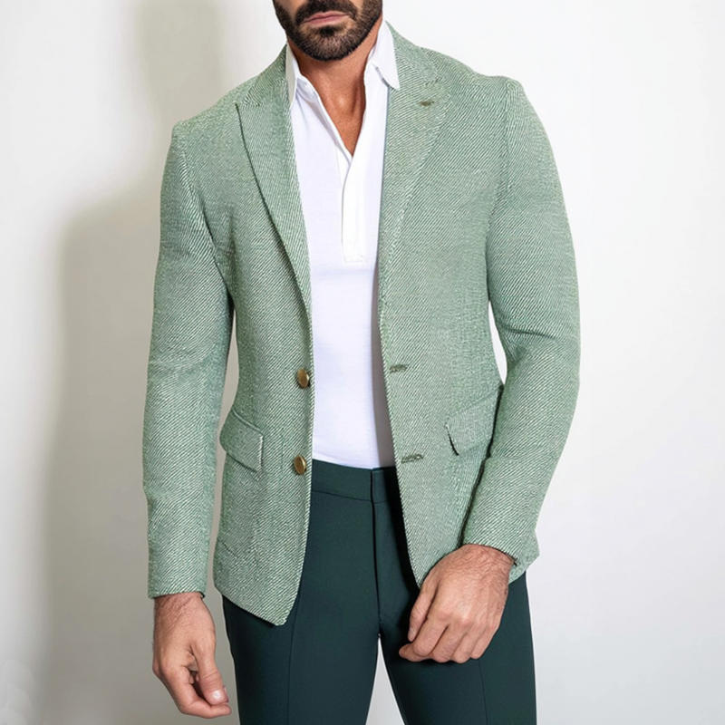 Men's Vintage Elegant Twill Jacquard Notched Lapel Single Breasted Slim Fit Blazer MTA2378G6M