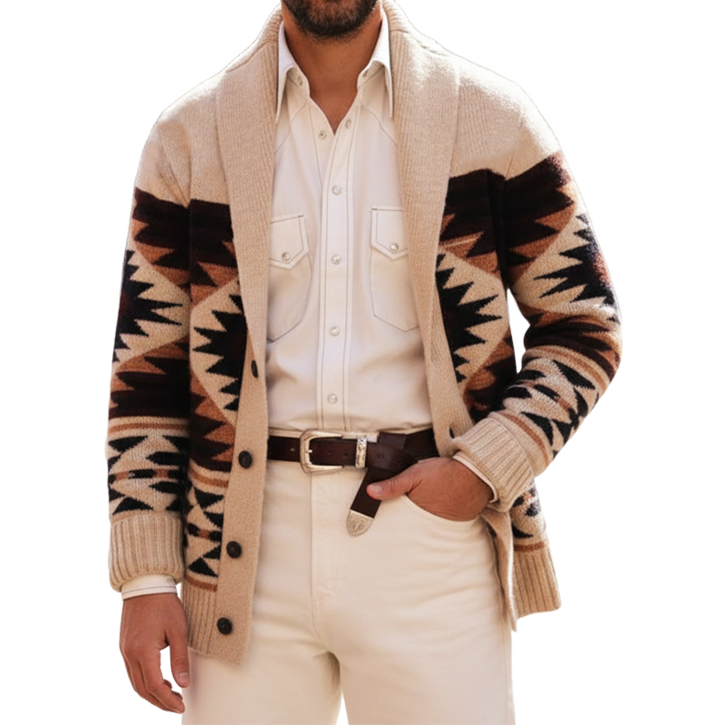 Men's Stylish Color-block Button-down Knitted Cardigan MTA2440I8U
