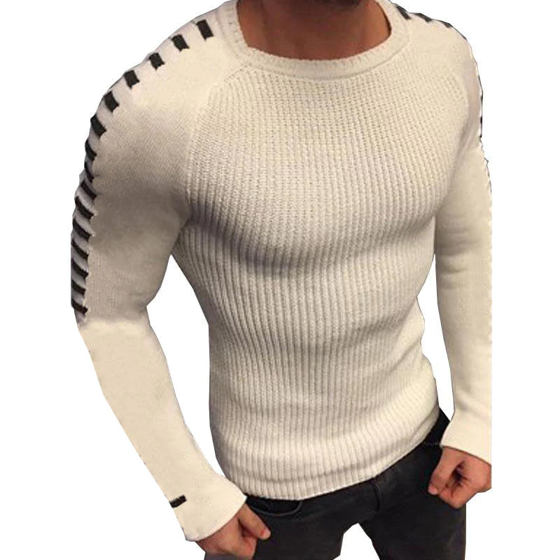 Men's Casual Round Neck Slim Fit Long Sleeve Knit Sweater 40529133M