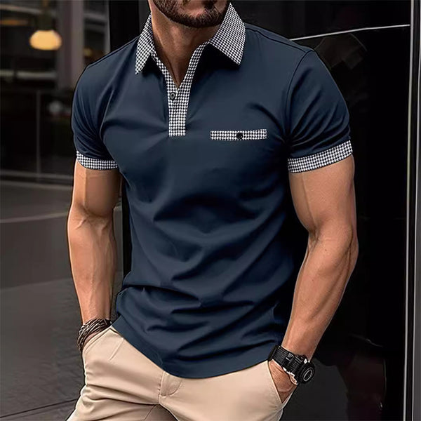 Men's Button Down Colorblock Sports Short Sleeve  Polo Shirt 86428180X