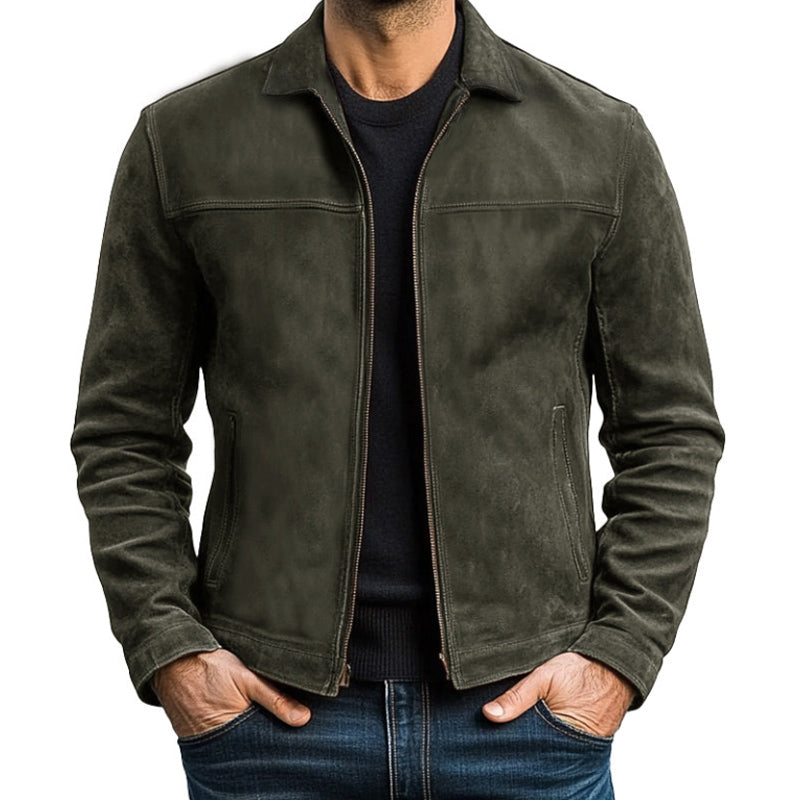 【Expédition 24 heures】Veste en cuir zippée pour homme 98679789U