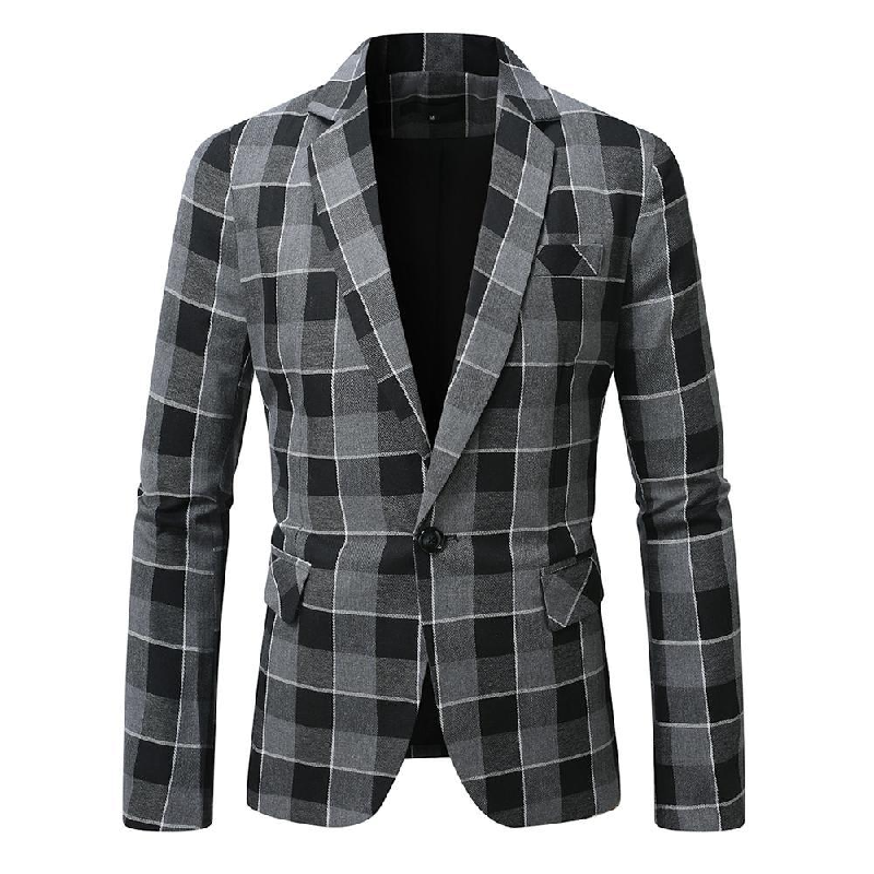 Men's Vintage Check Casual Blazer 12002269X