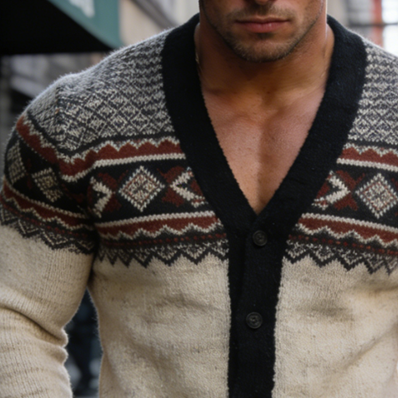 Men's Retro Casual Knitted Ethnic Style Button-Up Cardigan MTA1538L8TO