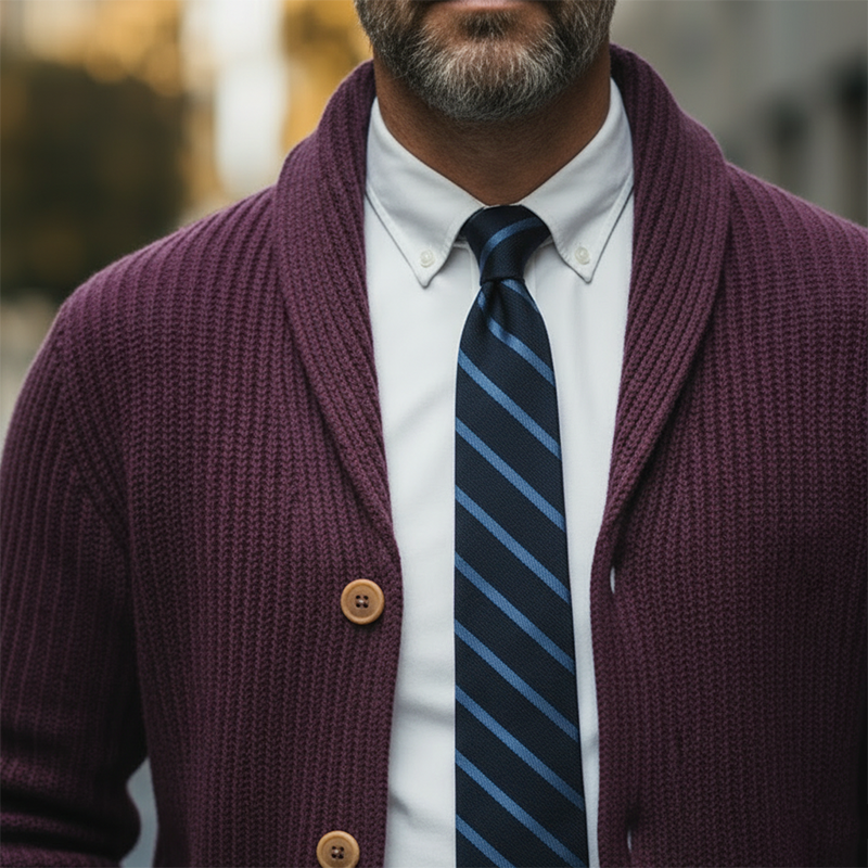 Men's Winter Retro Cotton Yarn Knitted Button Cardigan MTA1948L0P