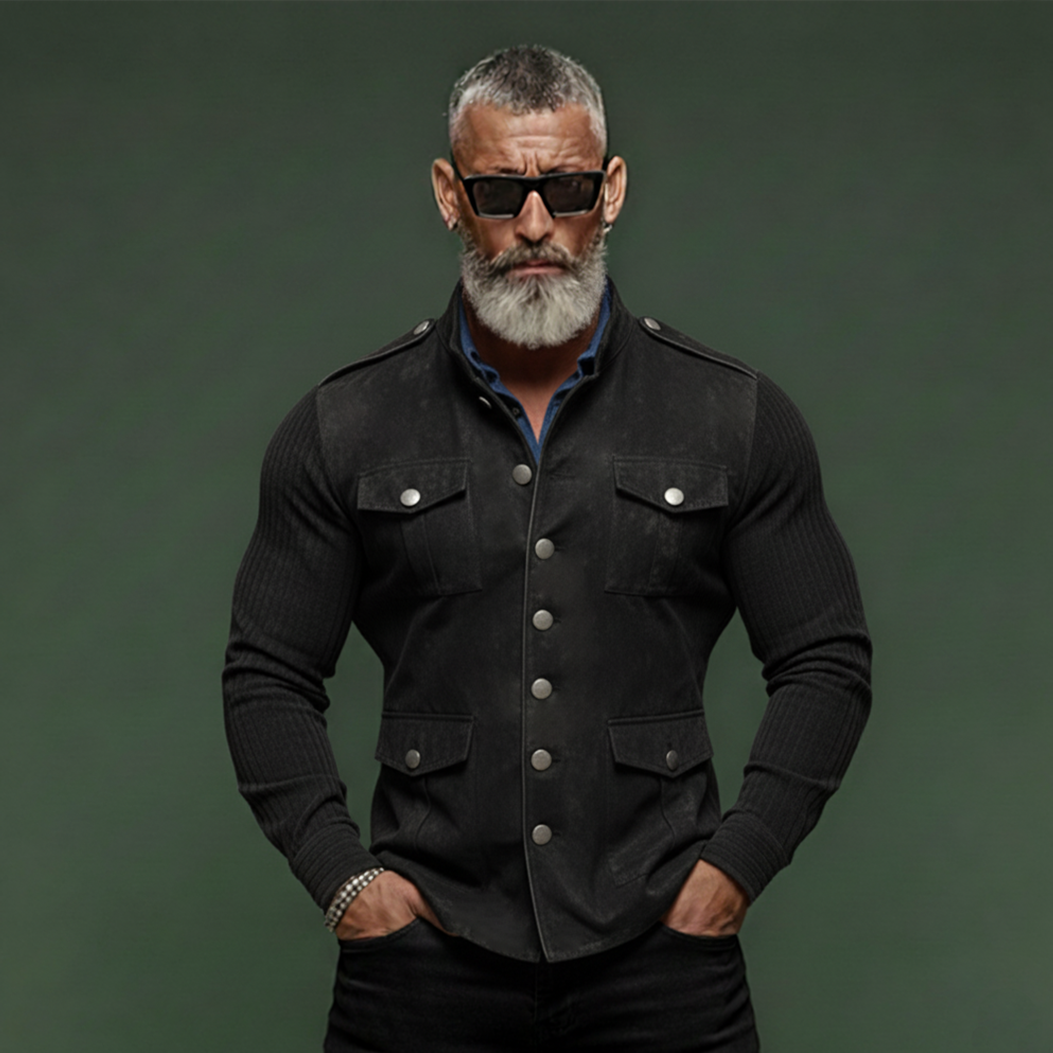 Men's Classic Retro Western Style Corduroy Sleeve Multi-pocket Faux Suede Thin Jacket MTA1733K0K