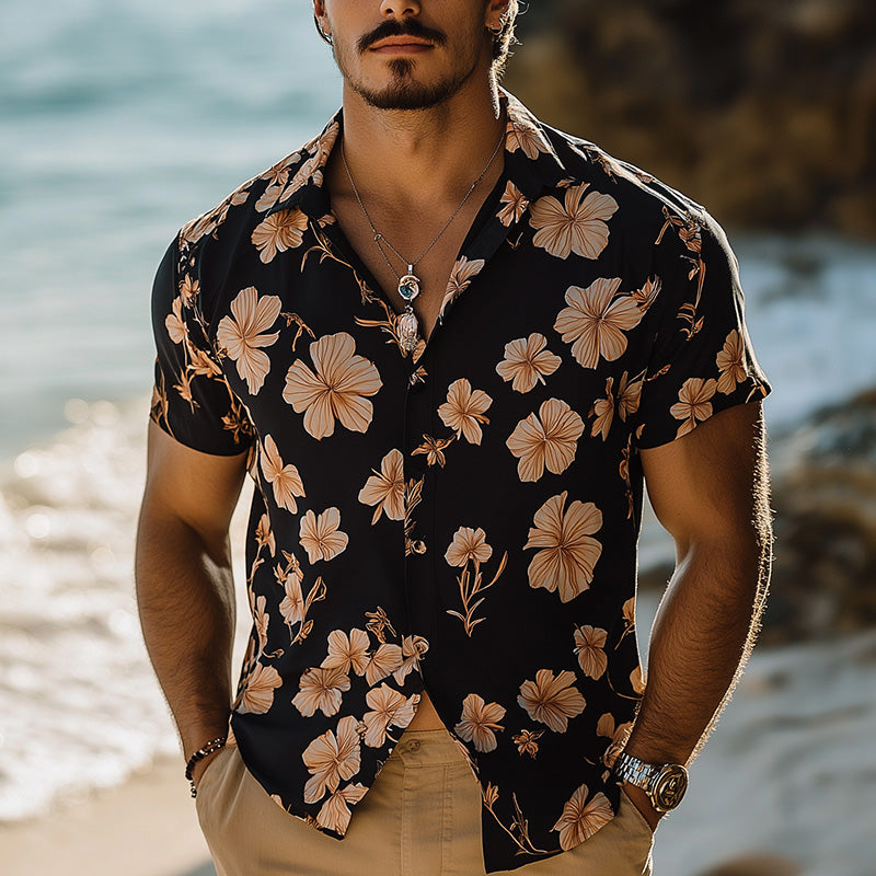 Men's Summer Light Breathable Fashion Printed Linen Short-Sleeved Shirt MTA2747E7P