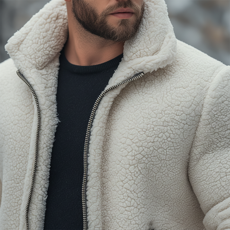 Men's Winter Simple Faux Lambswool Zipper Warm Jacket MTA2652K5P