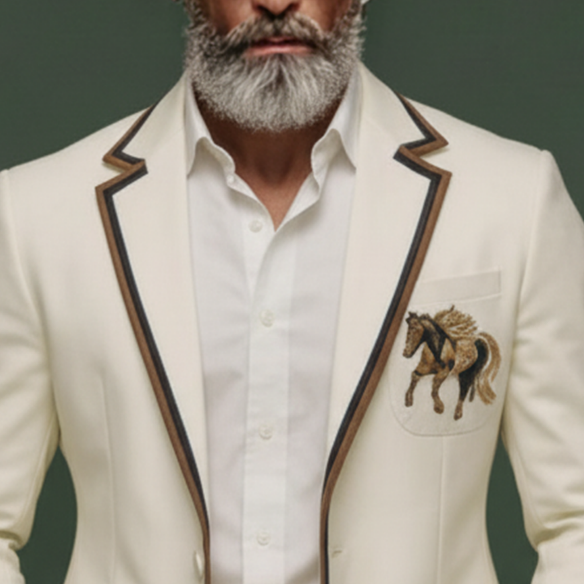 Men's Classic Retro Pocket Embroidered Slim Single-breasted Blazer MTA1419K8K