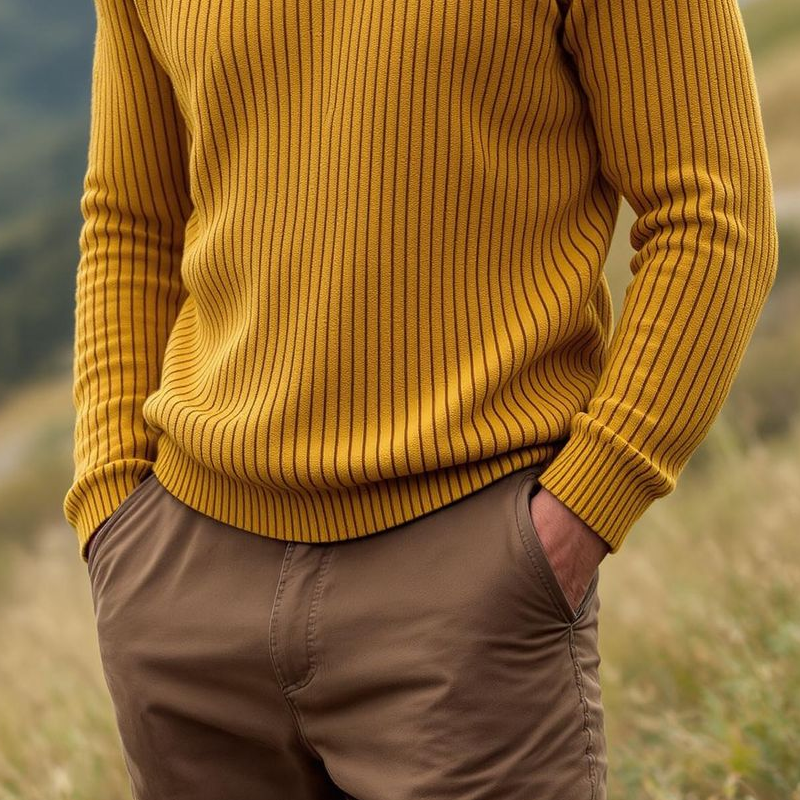 Men's Solid Color Round Neck Long Sleeve Sweater MTA1102I1Z