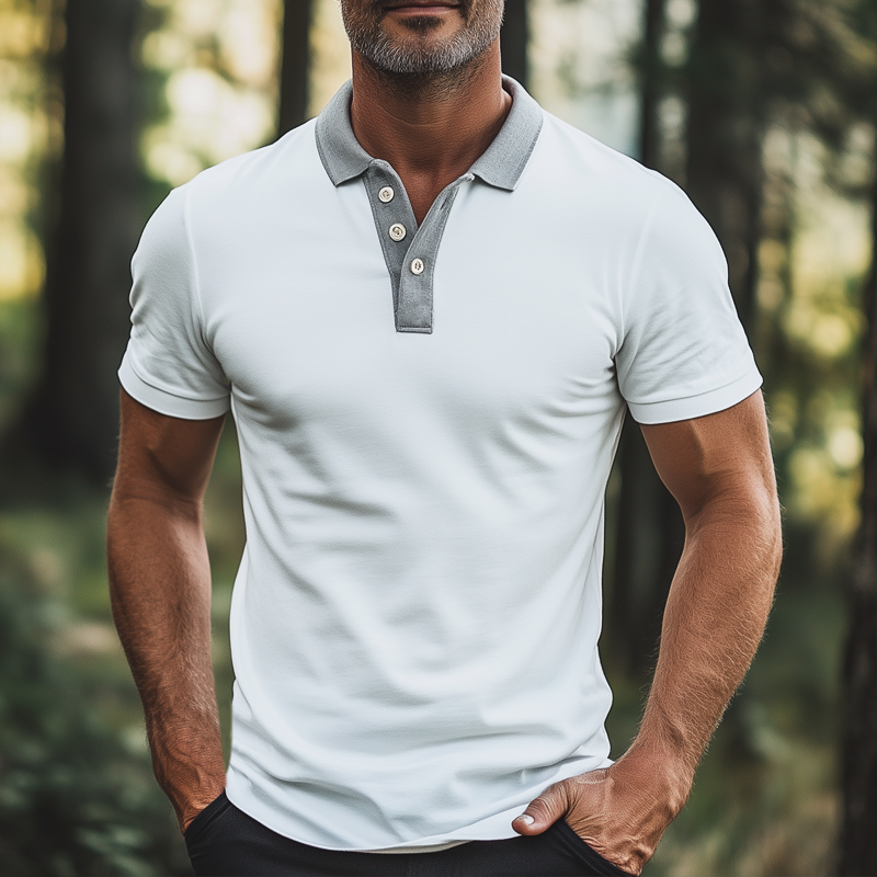 Men's Business Colorblock Polo Neck Short Sleeve T-Shirt MTA2119G4U
