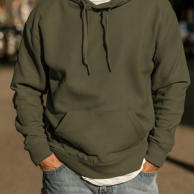 Men's Autumn Fashion Solid Color Large Pocket Hooded Sweatshirt MTA1329I7P