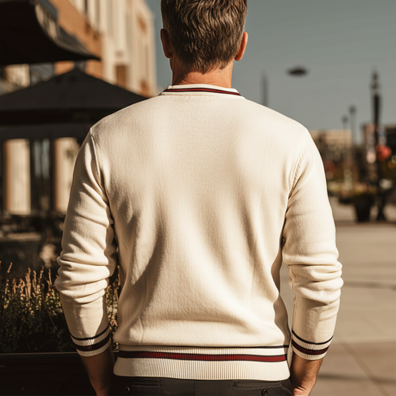 Men's Classic Color-block Crew Neck Knitted Sweater MTA2408I9U