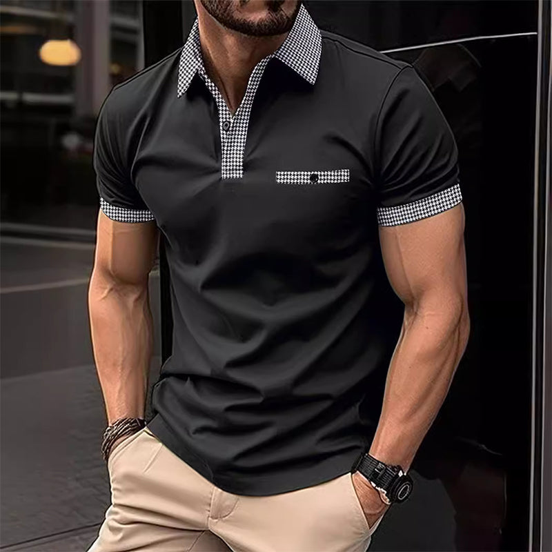 Herren Poloshirt mit Knopfleiste, Colorblock, kurzärmelig, 86428180X