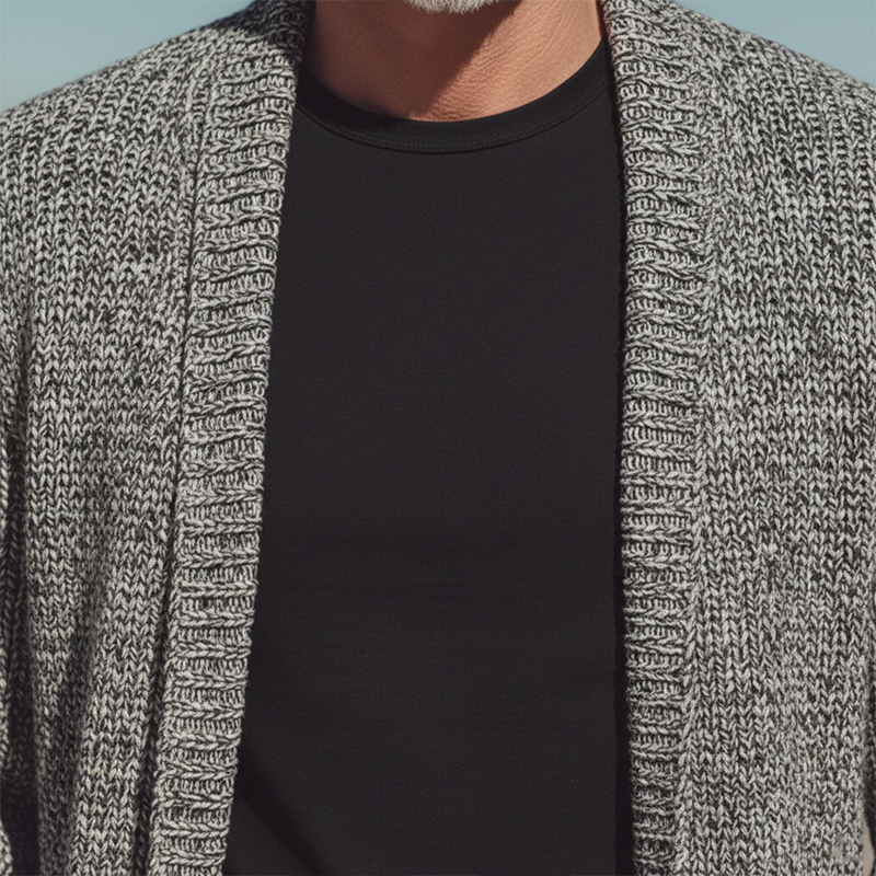 Men's Autumn And Winter Fashion Mixed Color Cotton Yarn Knitted Mid-length Cardigan MTA2355I5P