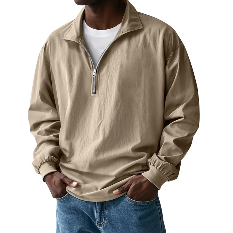 Men's Solid Color Textured Thin Long-Sleeved Jacket MTA3051G7P