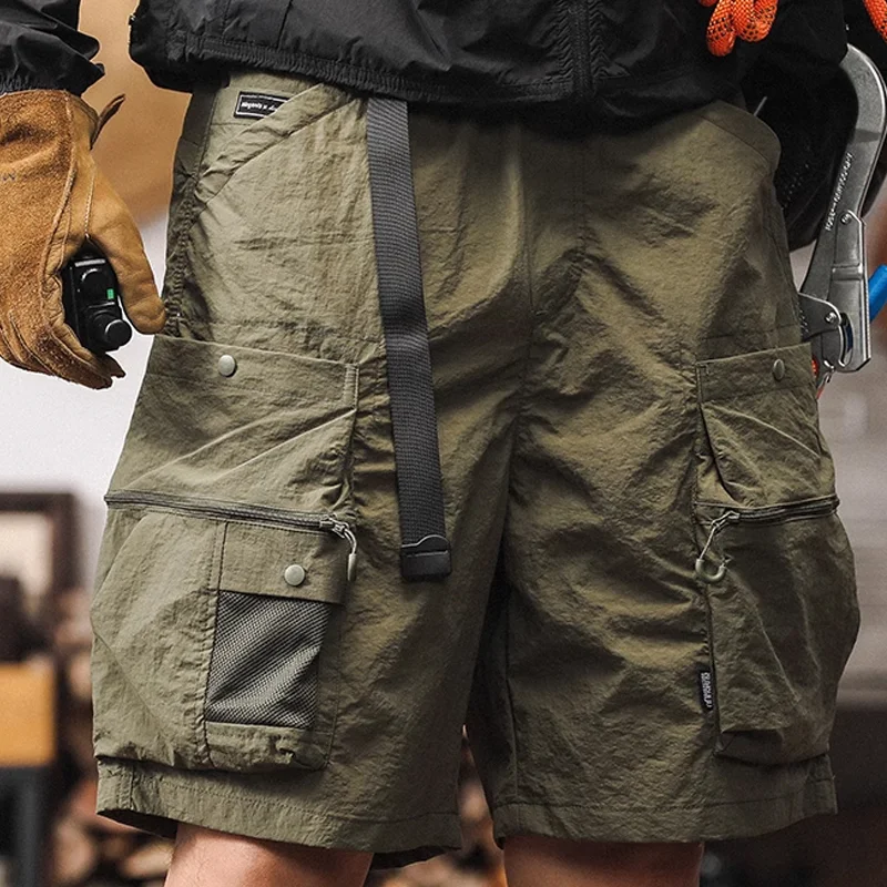 Men's Fashion Solid Multi-pocket Elastic Waist Cargo Shorts MTA1333E3Z