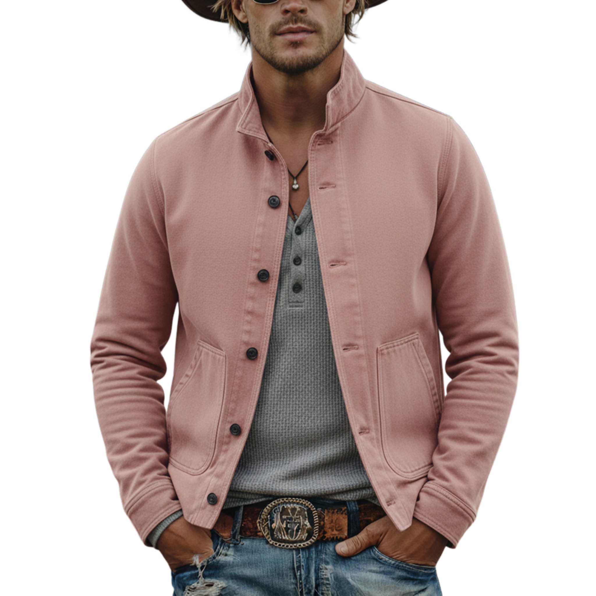 Men's Classic Casual Stand-collar Washed Cotton Blend Jacket MTA1912L8K