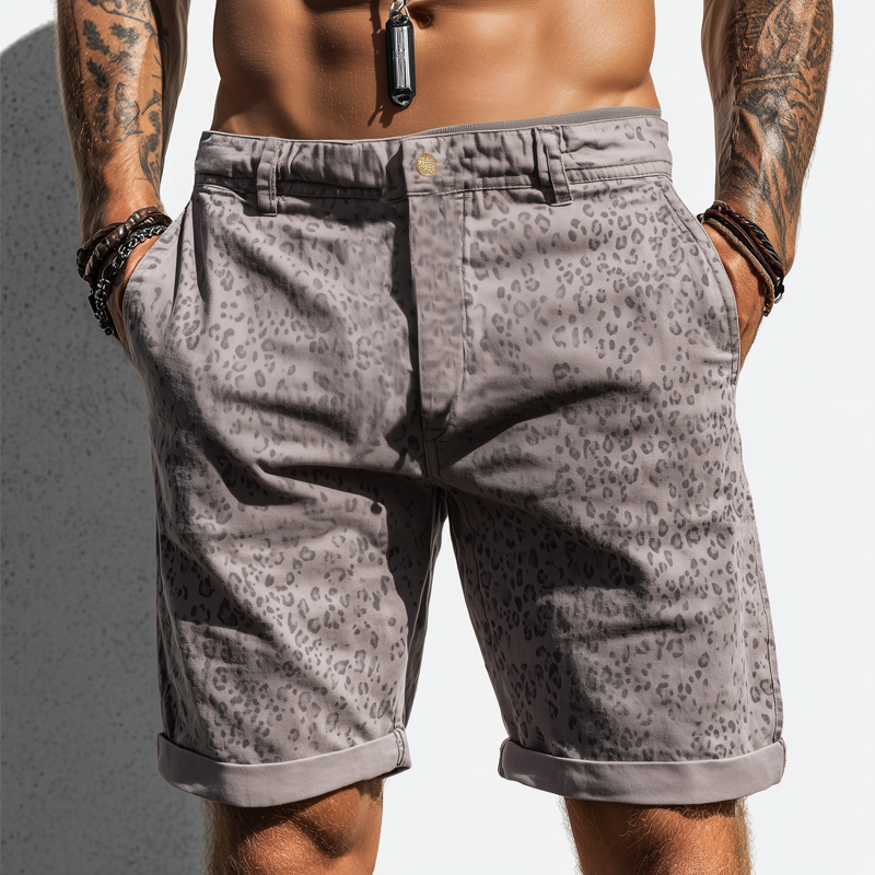 Men's Classic Leopard Print Knee-Length Shorts MTA1015G1U