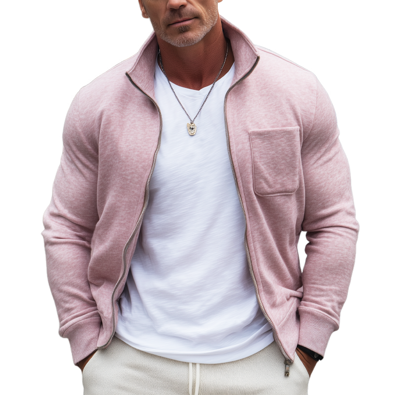 Men's Casual Stand Collar Knitted Zipper Cardigan MTA1552H2U