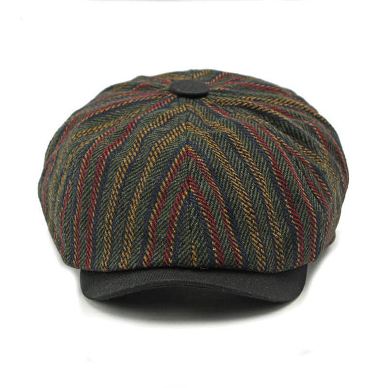 Men's Vintage Bohemian Striped Newsboy Hat 24381666M