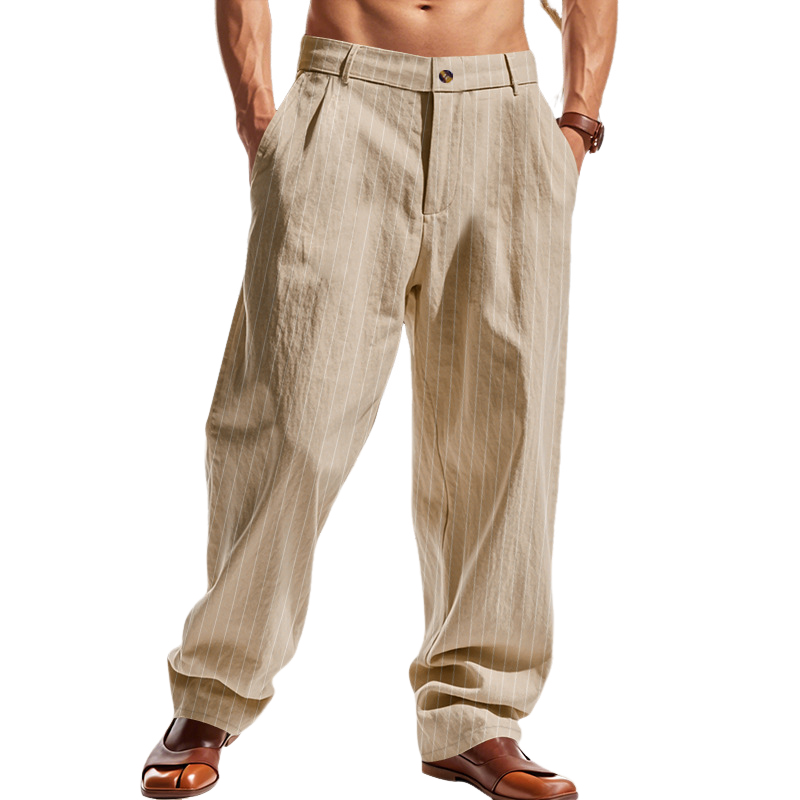 Men's Casual Striped Straight Loose Casual Pants MTA1321F1X