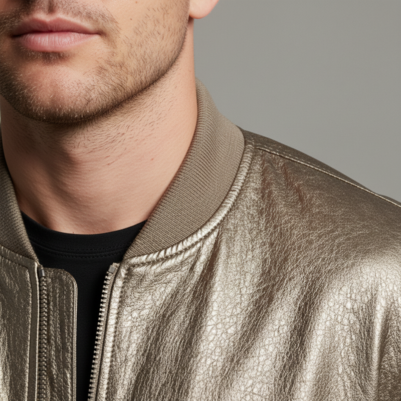 Men's Luxe Textured Zip-Up Baseball Jacket MTA1327I7U