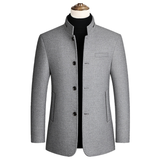 Men's Stand Collar Single Breasted Woolen Coat 24670532Z