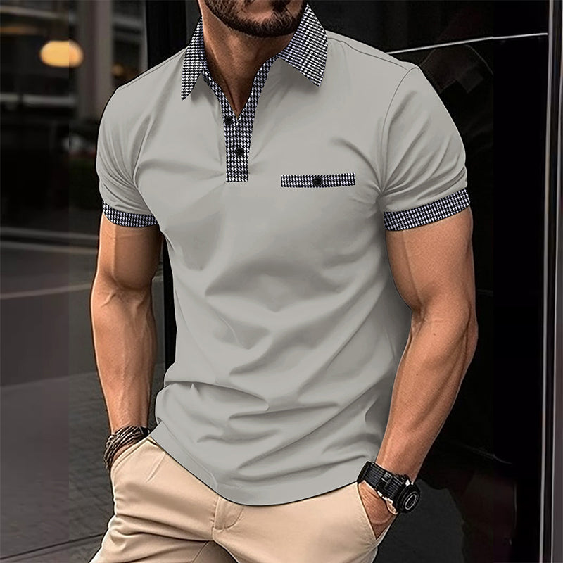 Herren Poloshirt mit Knopfleiste, Colorblock, kurzärmelig, 86428180X