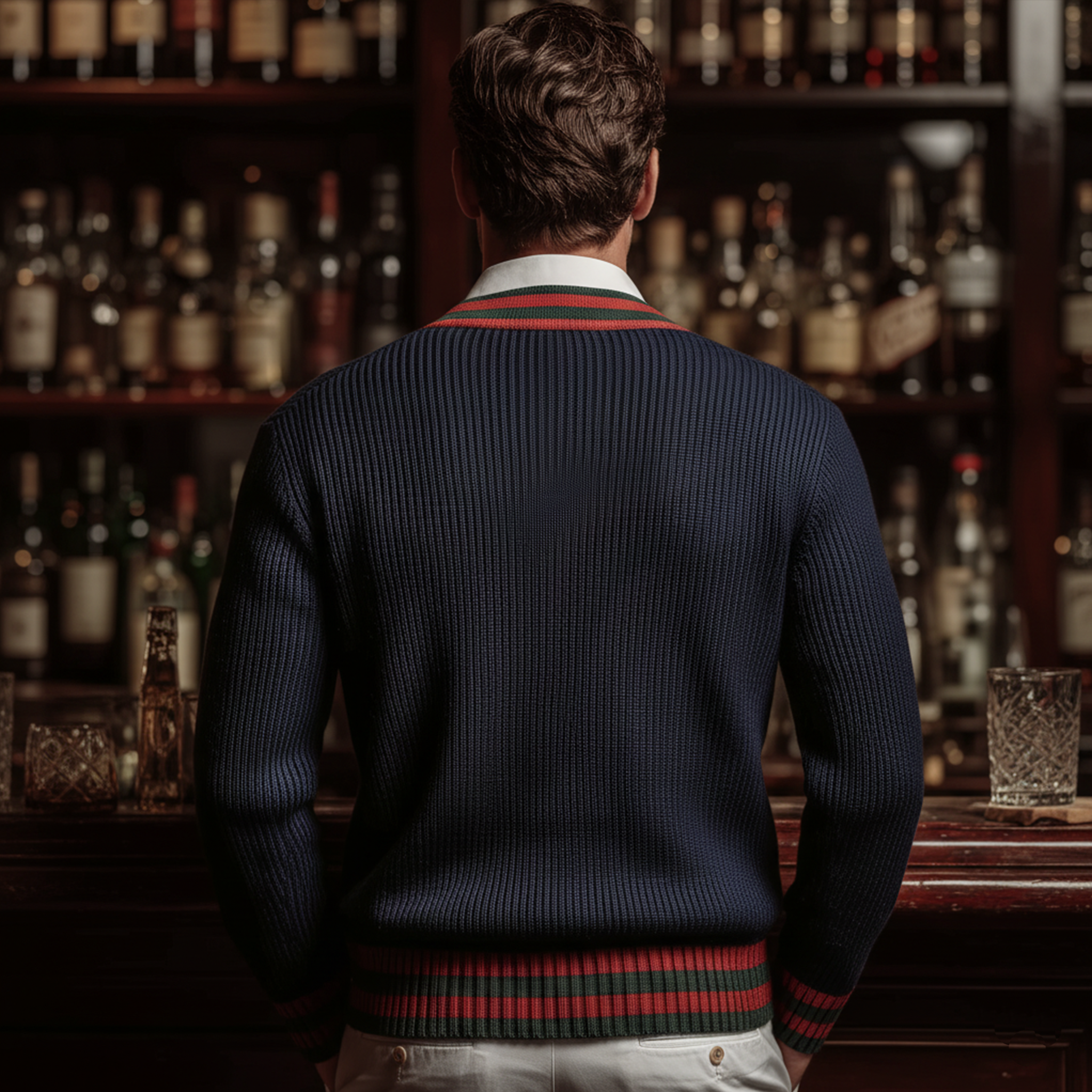 Men's Classic Casual Contrast Color Stitching Slim Fit Knitted Cardigan MTA2994I4K