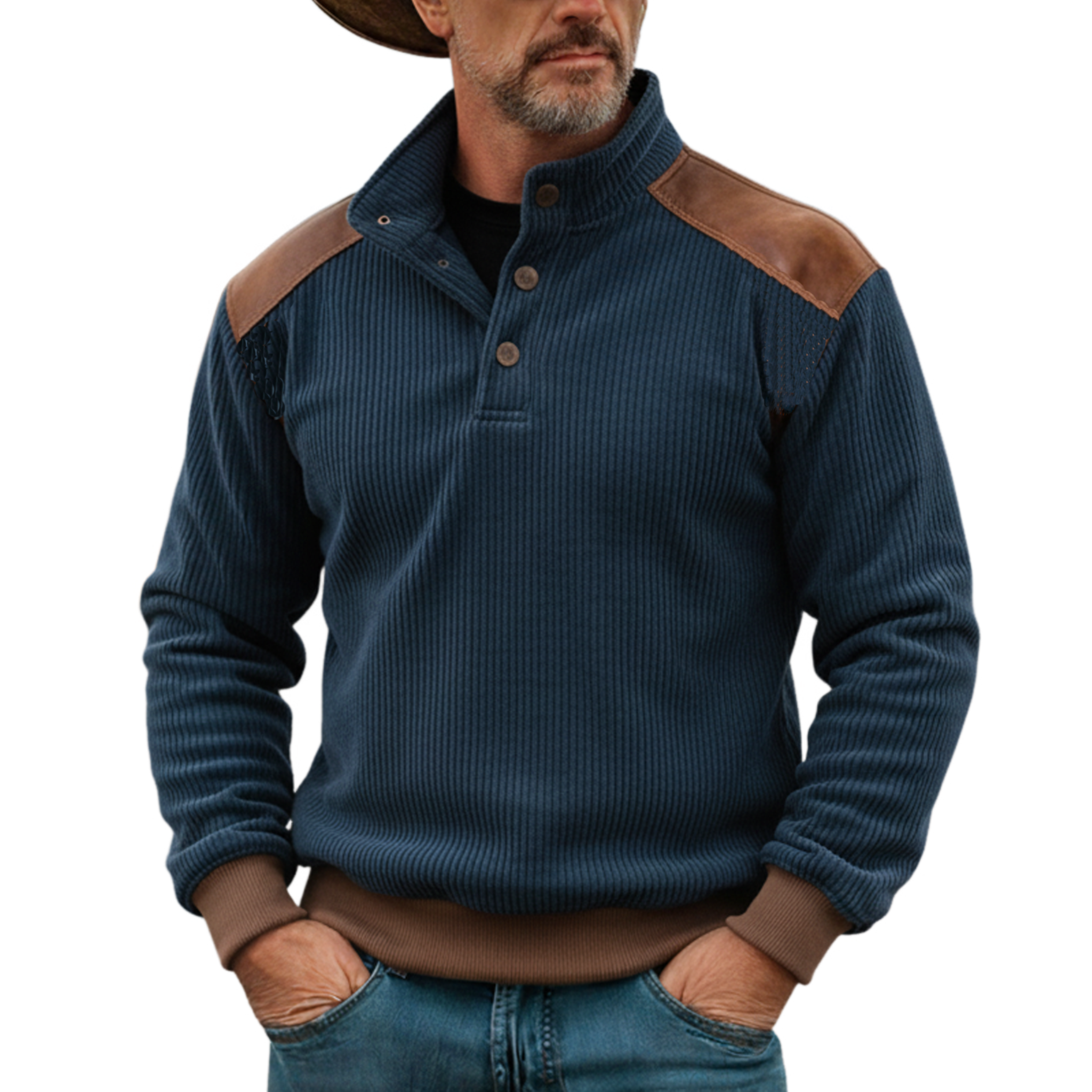 Men's Classic Vintage Stand-collar Corduroy Sweatshirt MTA1040L3K