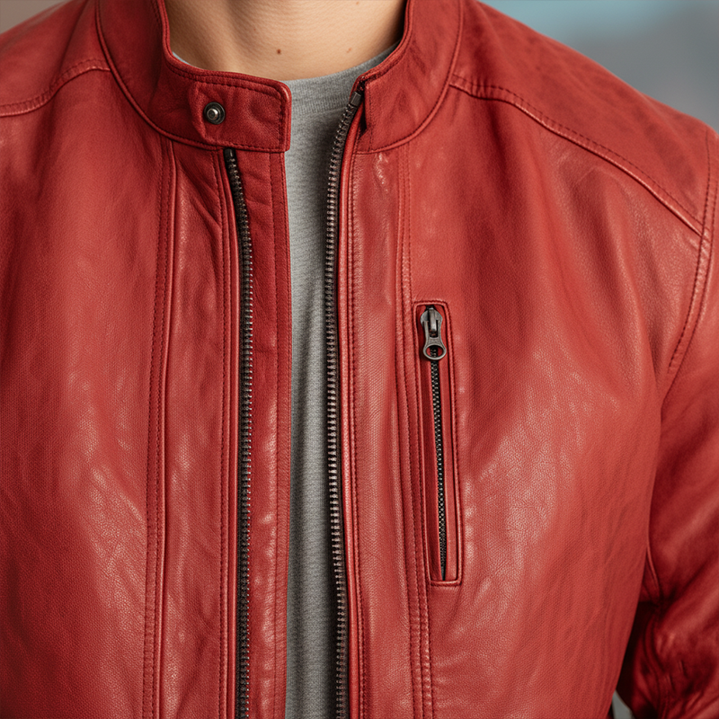Men's Winter Fashion Solid Color Motorcycle PU Leather Jacket MTA3032I8P