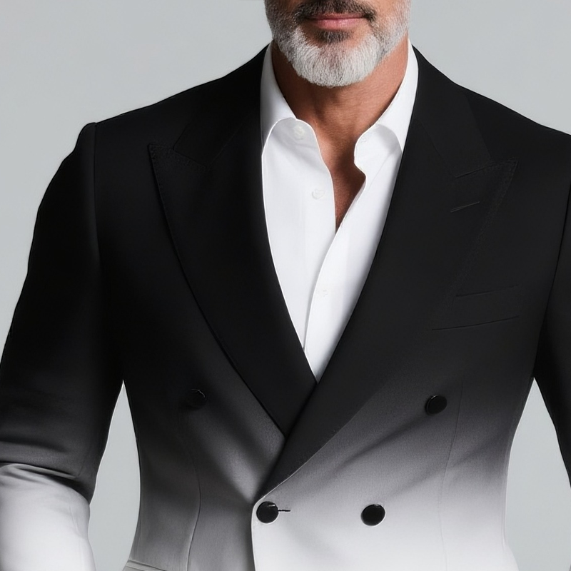 Men's Gradient Peak Lapel Double Breasted Casual Blazer MTA2852G6Z