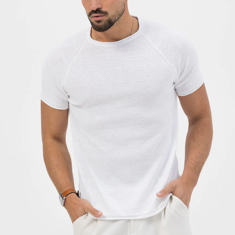 Men's Comfort Stretch Cotton Knit Round Neck Short Sleeve T-shirt 20188914Z