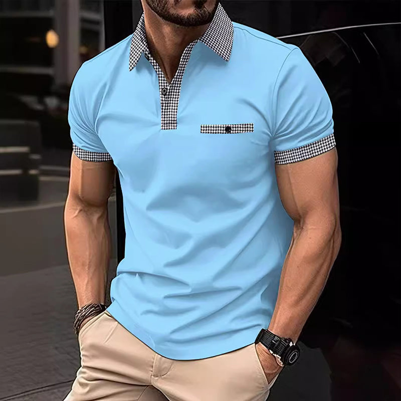 Herren Poloshirt mit Knopfleiste, Colorblock, kurzärmelig, 86428180X