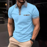 Men's Button Down Colorblock Sports Short Sleeve  Polo Shirt 86428180X