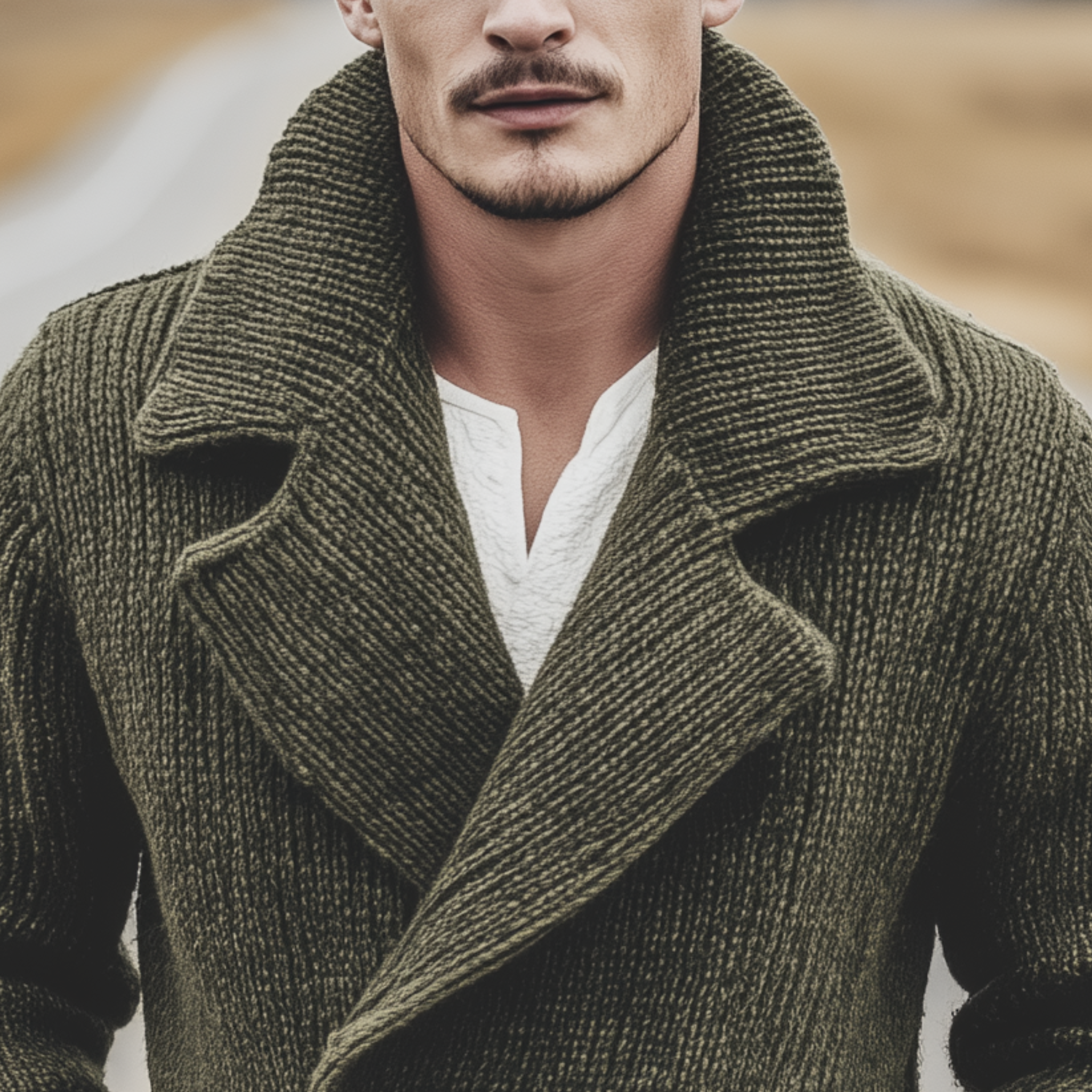 Men's Classic Casual Western Tough Style Lapel Double-breasted Knitted Cardigan MTA0843I9K
