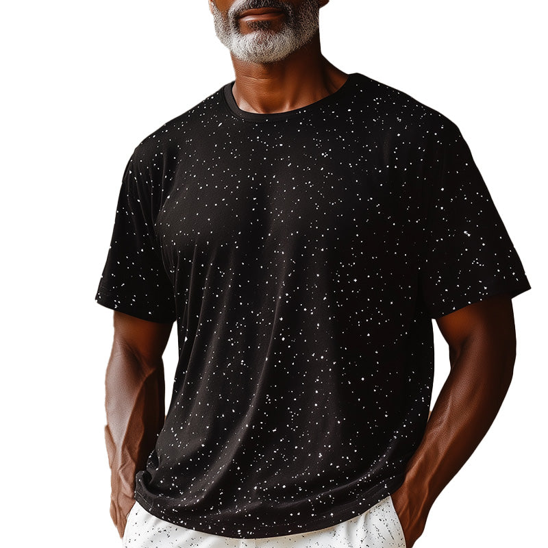 Men's Summer Fashion Drape Printed Short Sleeve Sports T-Shirt MTA2490E3P