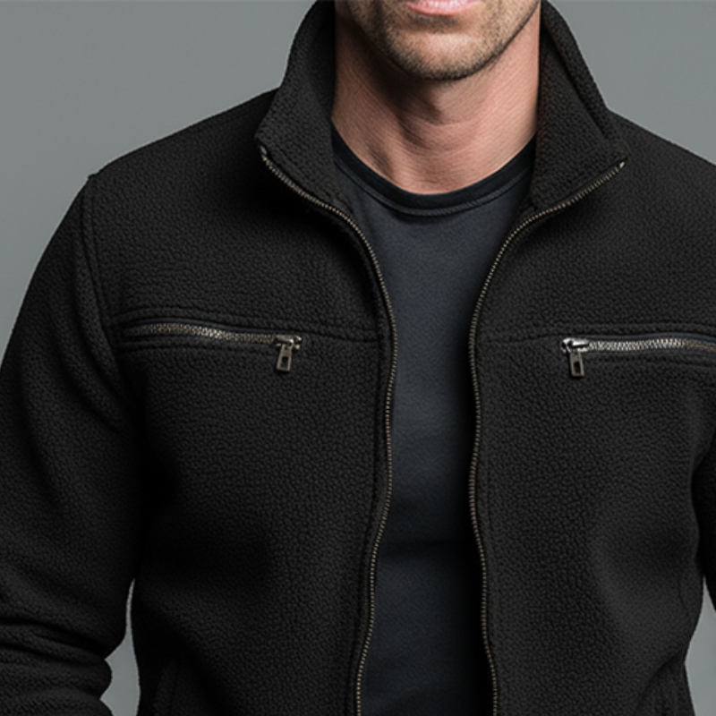 Men's Retro Casual Polar Fleece Warm Stand Collar Zipper Jacket MTA1083J7TO
