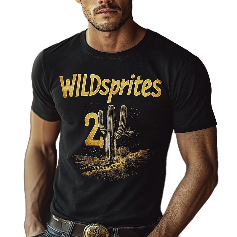 Men's Summer Western Cowboy Style Printed Blended Short-Sleeved T-Shirt MTA2921D4P
