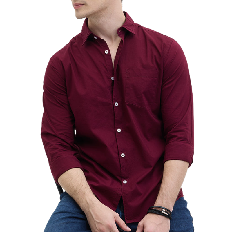 Men's Casual Slim Fit Lapel Long Sleeve Shirt 46540469F