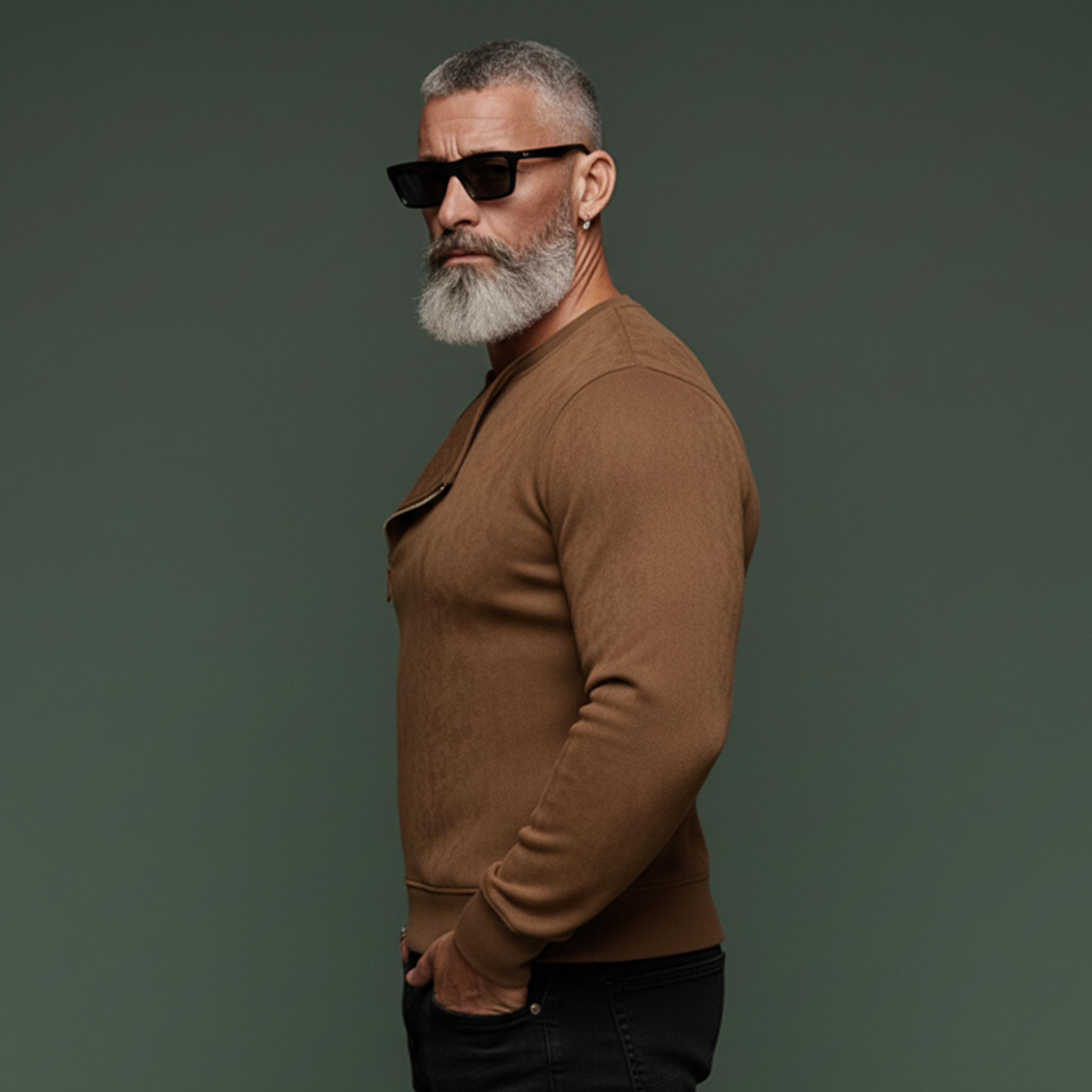 Men's Classic Casual Rugged Style Faux Suede Slim Fit Zip-up Sweatshirt MTA0874K0K