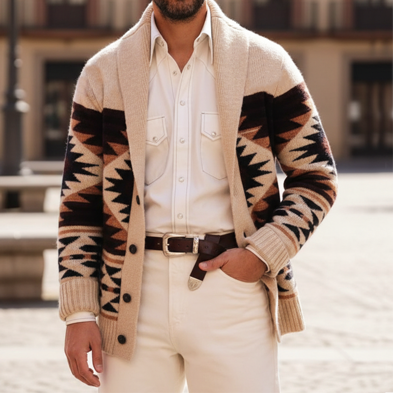 Men's Stylish Color-block Button-down Knitted Cardigan MTA2440I8U