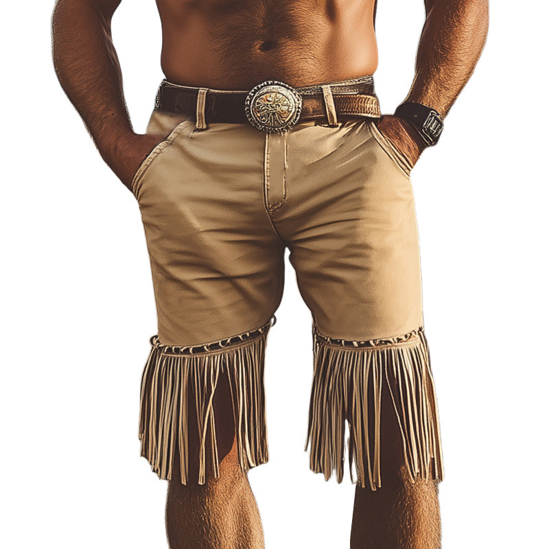 Men's Summer Western Cowboy Style Chain Tassel Shorts MTA2226D5U