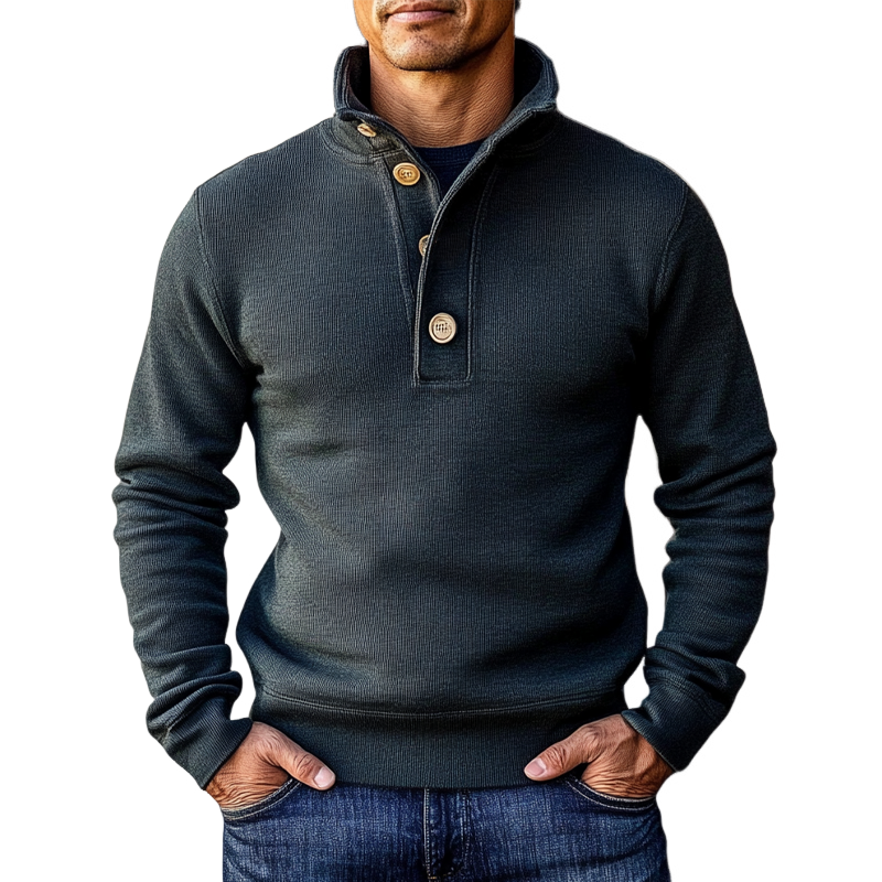 Men's Solid Color Stand Collar Loose Pullover Sweatshirt MTA2216H9X