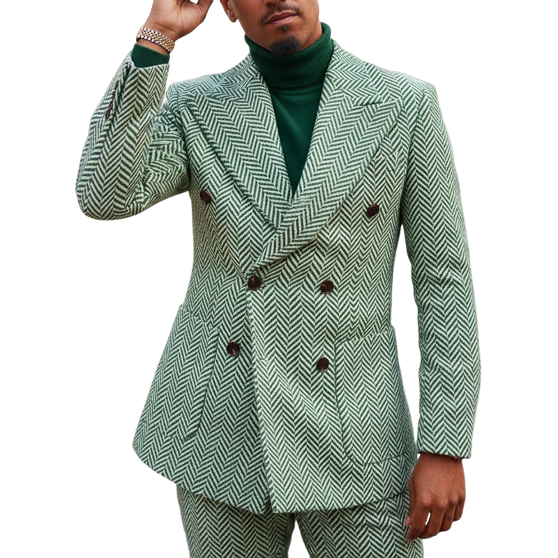 Men's classic herringbone double-breasted Blazer MTA1814I0U