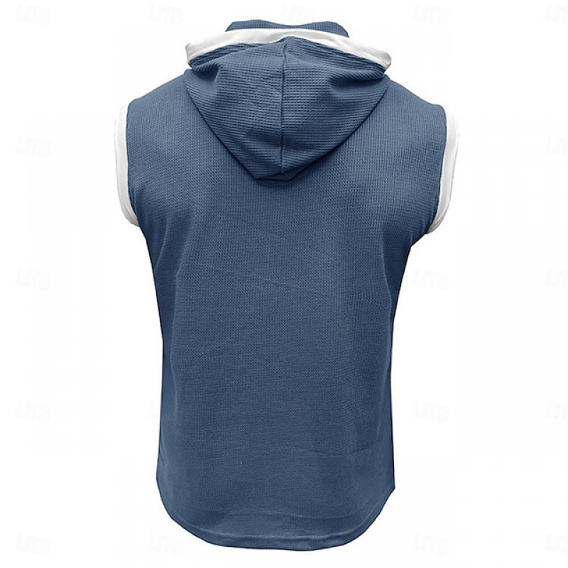 Men's Colorblock Hooded Sleeveless Tank Top MTA0762E3Z